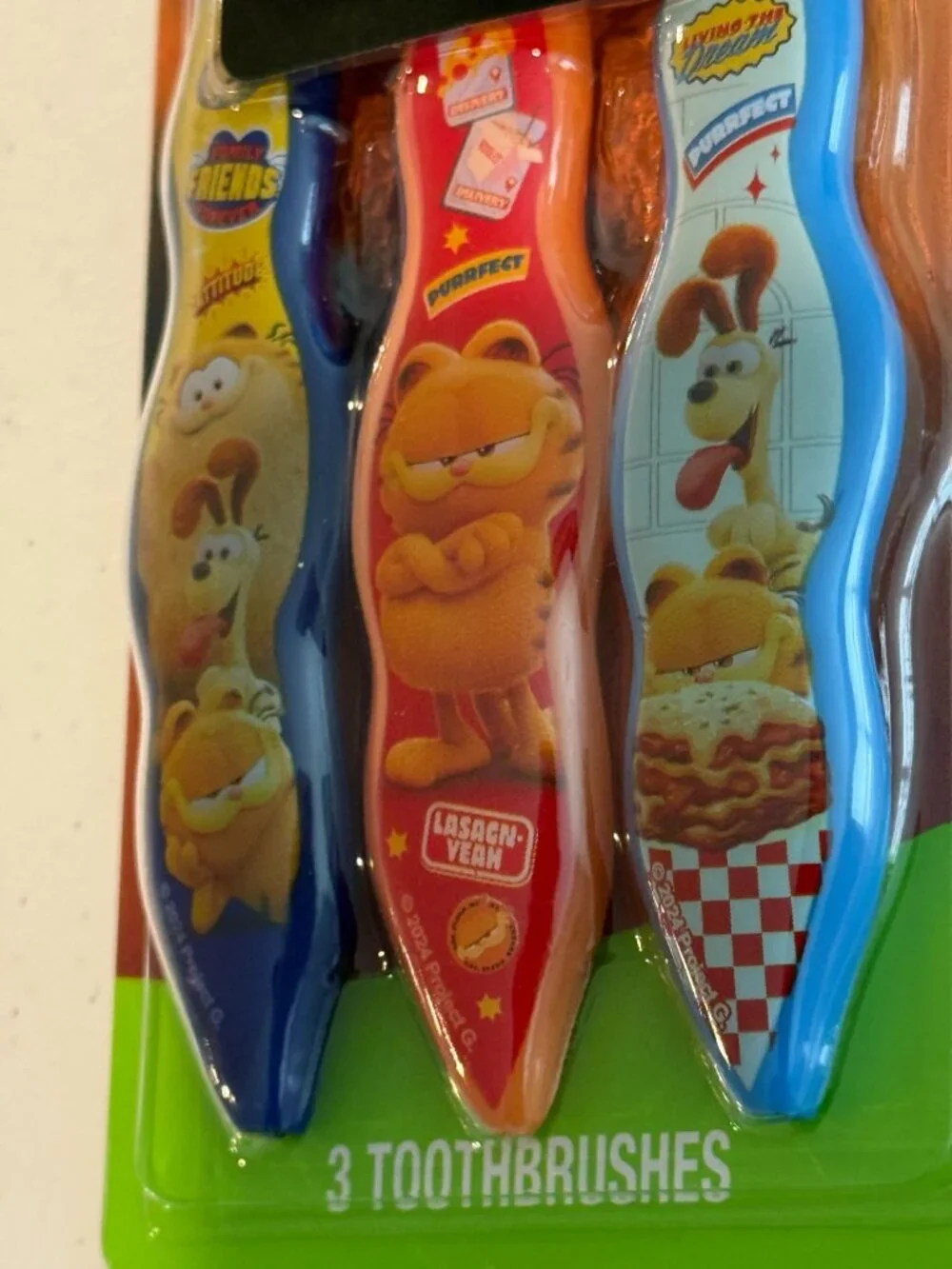 Firefly Garfield Toothbrush 3 Pack Kids Soft Bristle Movie Oral Care New